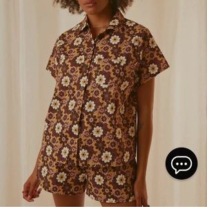Retro floral Matching short and button down set